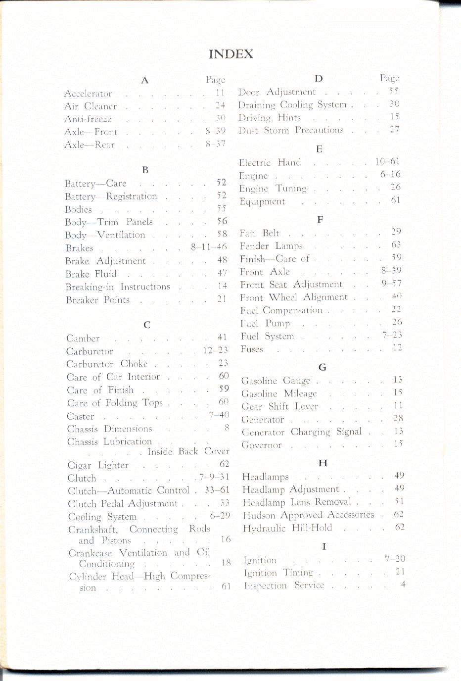1937 Hudson Terraplane Owners Manual Page 28